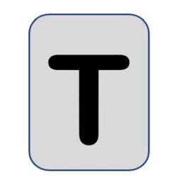 Aluminium label black/silver 40X25mm - Letter T